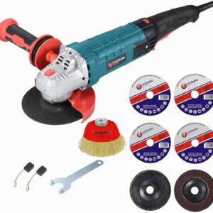 Angle Grinder, 4 1/2 Angle Grinder 12-Amp, 1400W Multifunctional High Power Grinder Tool with Grinding and Buffer Polishing Capabilities, Non-Slip Handle, and Auxiliary Handle Shockproof