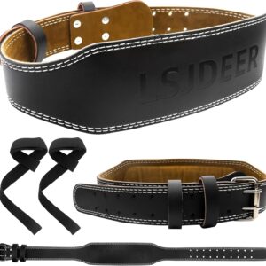 Leather Weight Lifting Belts for Men, Gym Belt for Weight Lifting, Lower Waist Back Support for Powerlifting Weightlifting Heavy Duty Workout Strength Training Bodybuilding Cross Training Dip